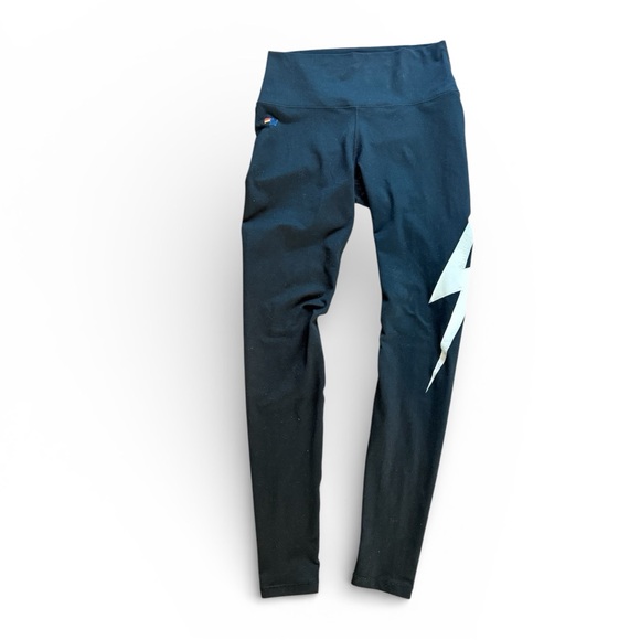 AVIATOR NATION FULL LENGTH HI-RISE BOLT LEGGINGS - BLACK - Picture 3 of 6